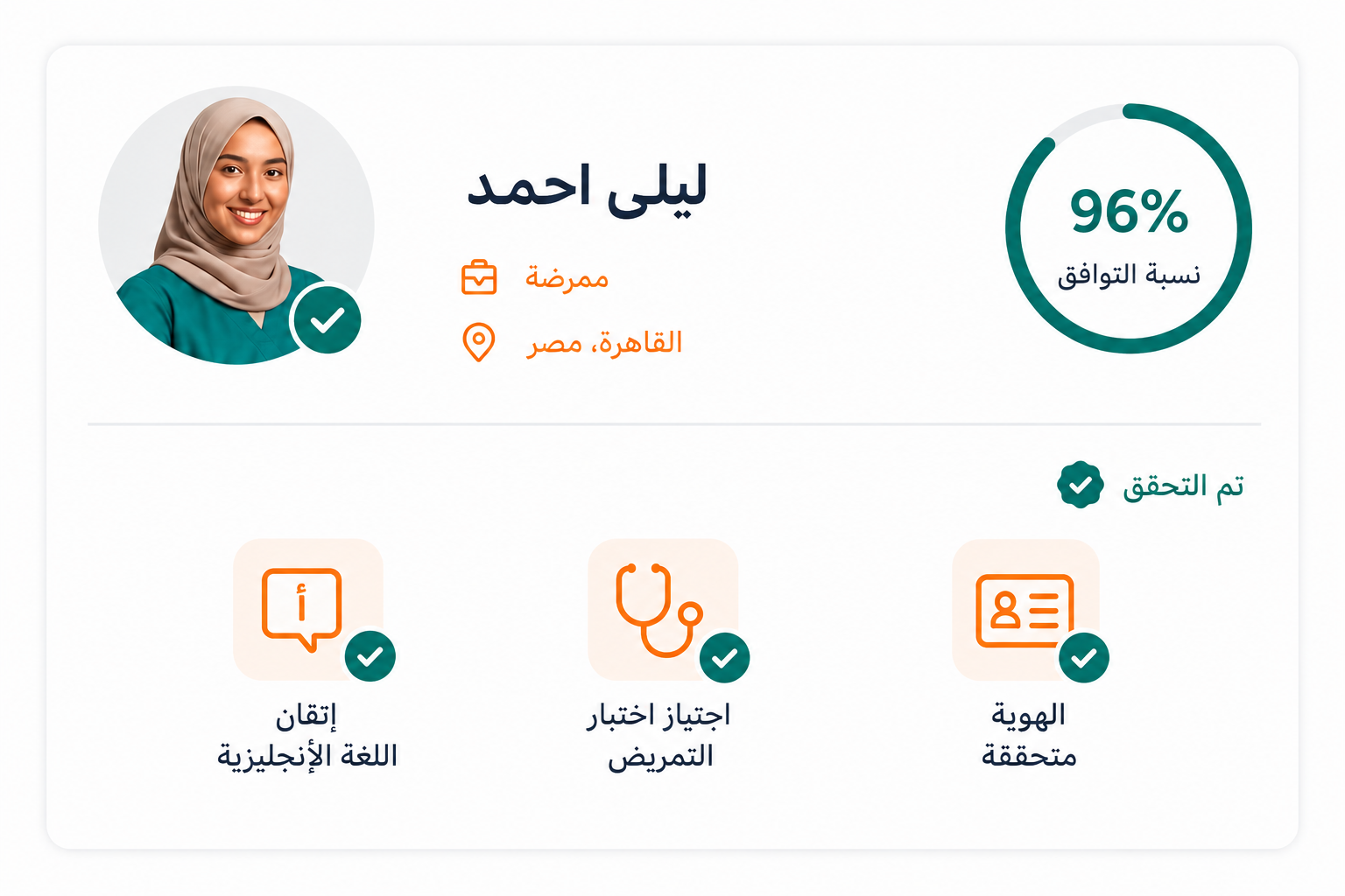 ملف مرشح موثّق بنسبة مطابقة 96%
